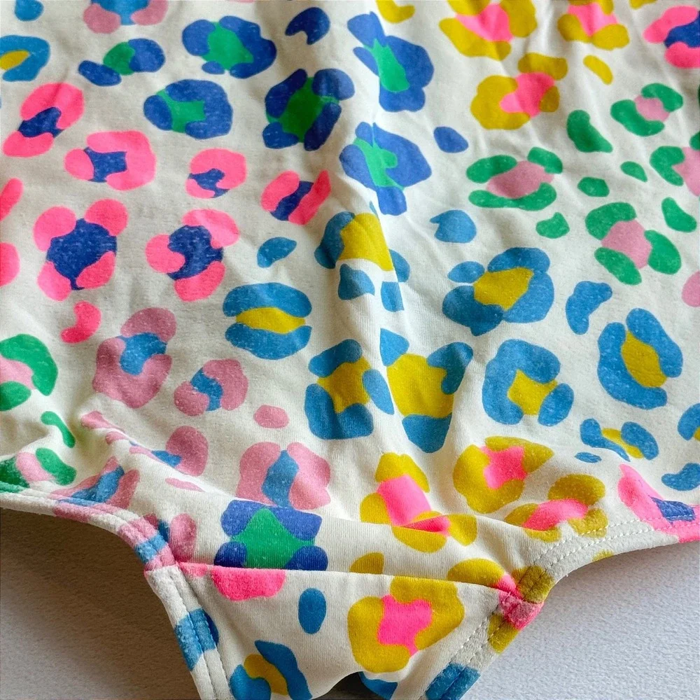 Boden Girls Multicolor Leopard Print Ruffle One Shoulder Swimsuit 13-14Y 164cm